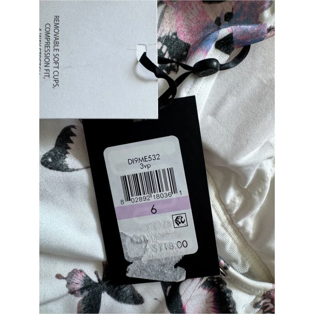 DKNY Butterfly Print One Piece Swimsuit Tummy Control Surplice Size 6 NWT - Picture 5 of 5
